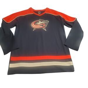 Columbus Blue Jackets Youth Size L 10/12 Blue Red Licensed NHL Hockey Jersey